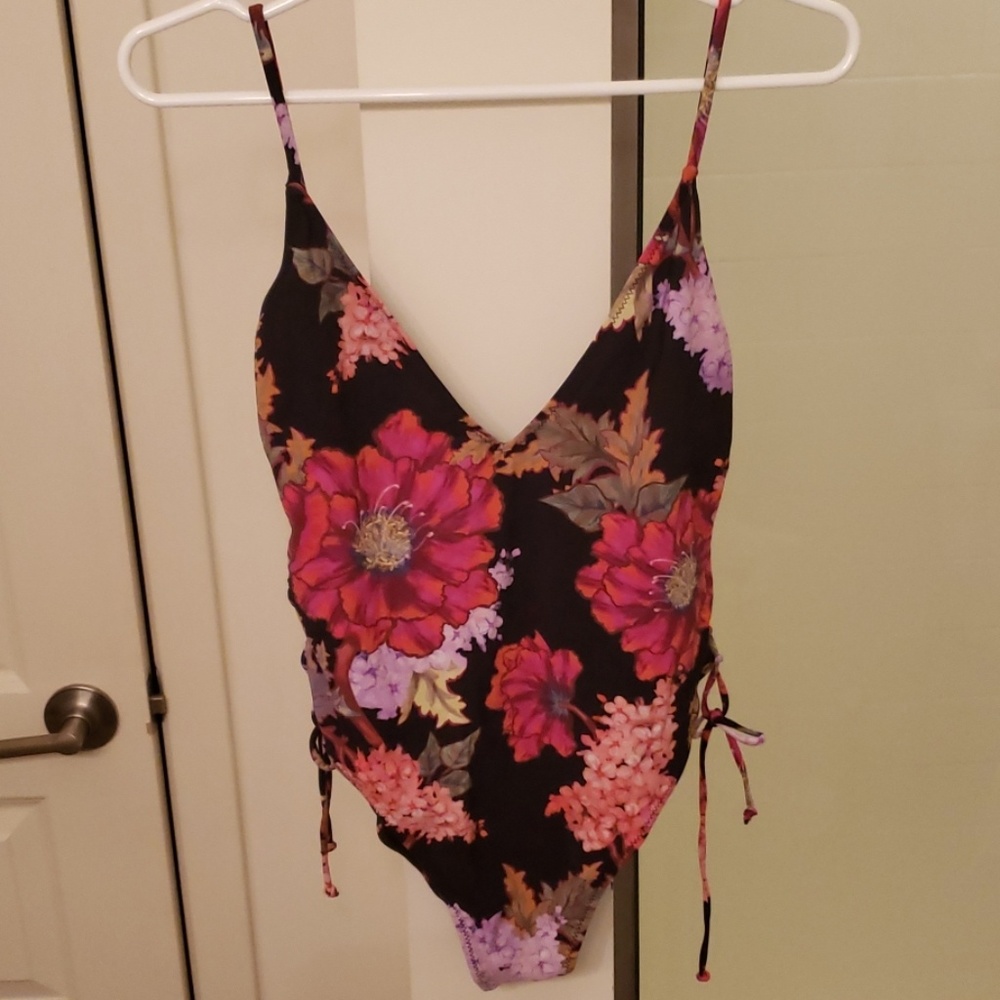 Zara black floral swimsuit one piece